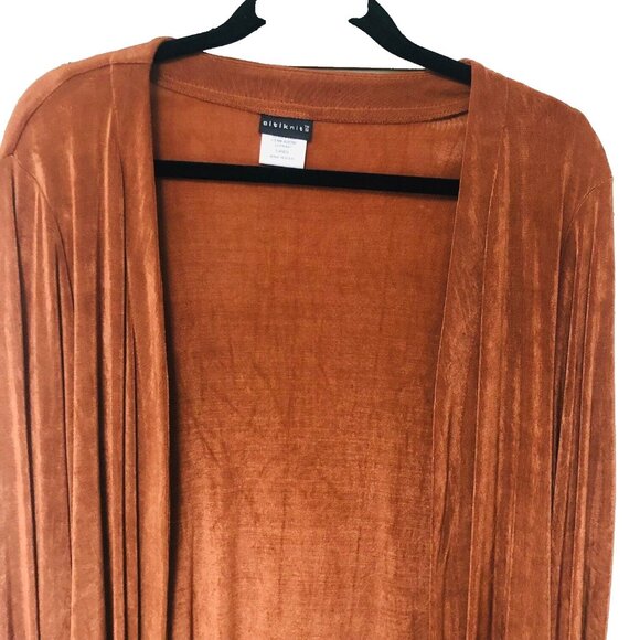 Citiknits Slinky Open Front Cardigan Womens L Bronze Topper Duster QVC Retired - Picture 2 of 6